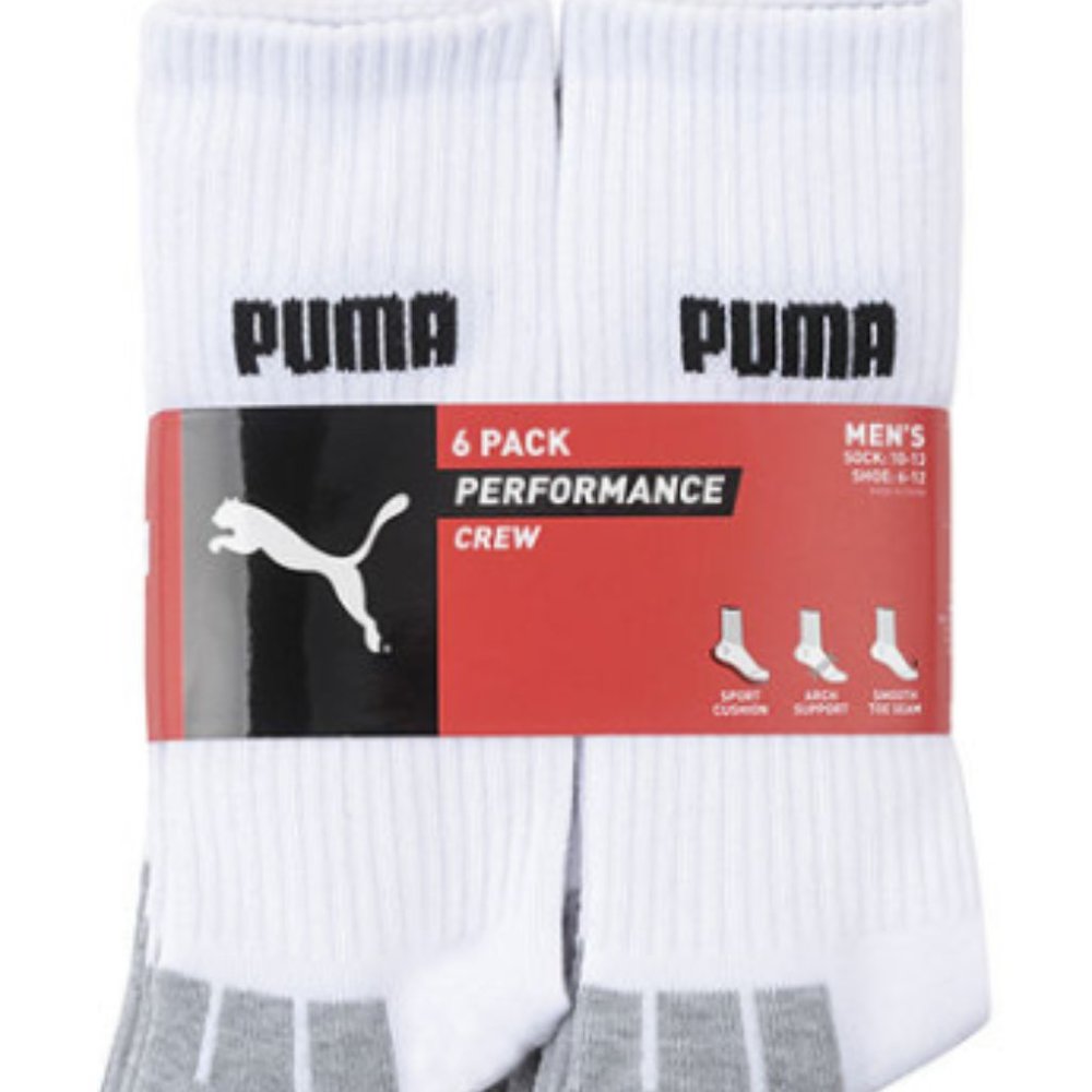 Puma 6 Pair Crew Socks-Mens